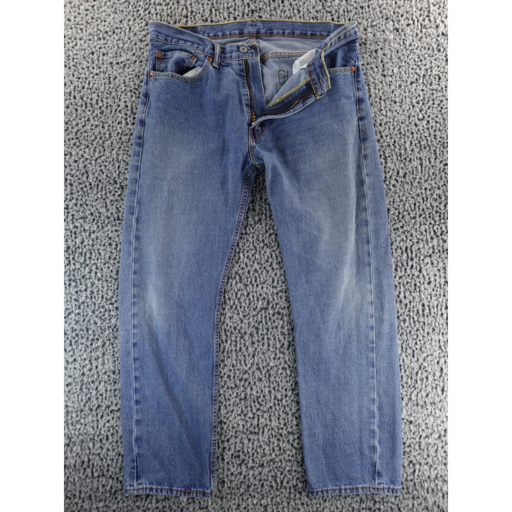 Levis 505 Regular Fit Mens Jeans 36x32 Medium Wash Blue Straight Leg Denim